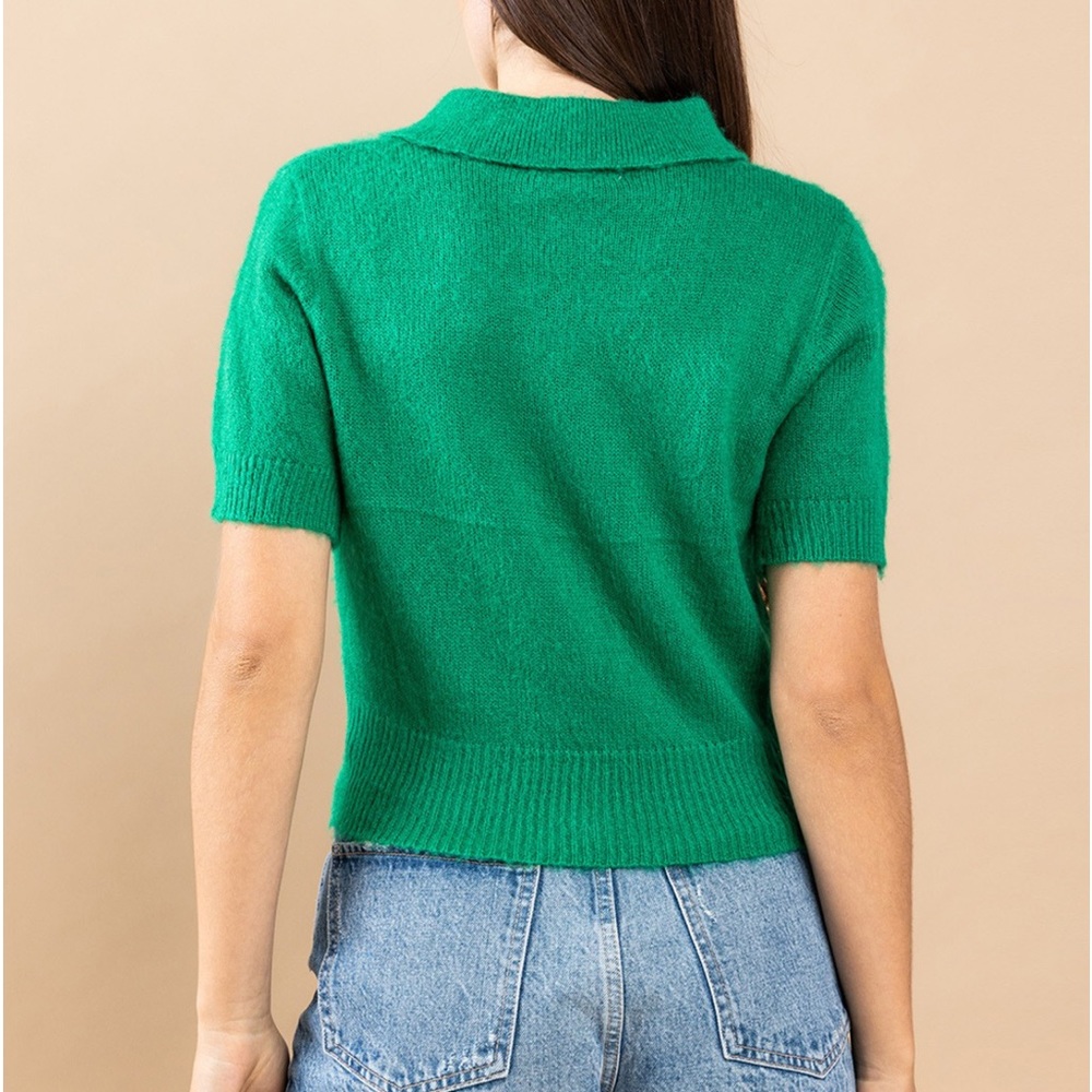 37 Soft Angora Knit Short Sleeve Sweater Top - Picture 4 of 5